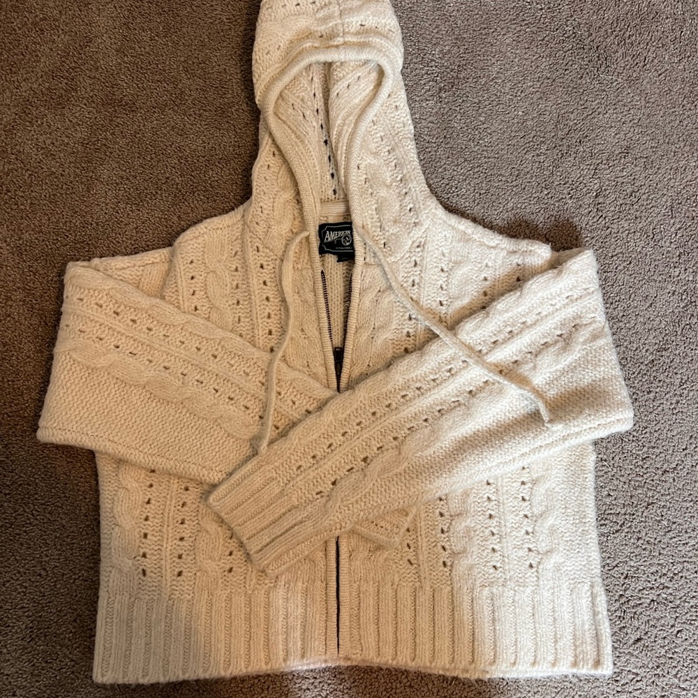 American Eagle Outfitters Cream Chunky Knit Cardigan